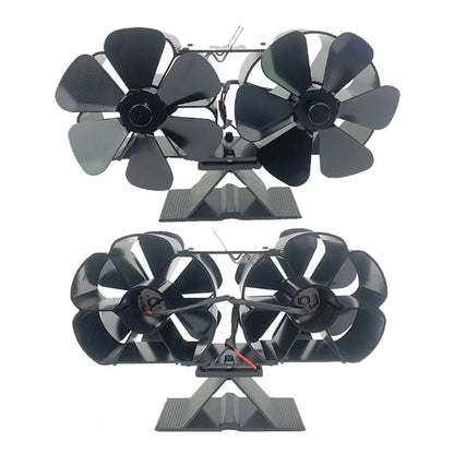 Two black and gray fans on a white background