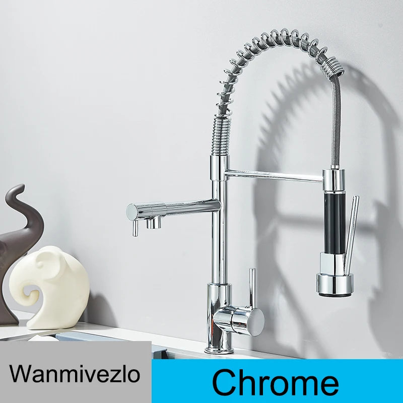 Chrome kitchen faucet with a modern design