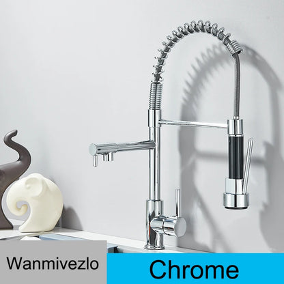 Chrome kitchen faucet with a modern design