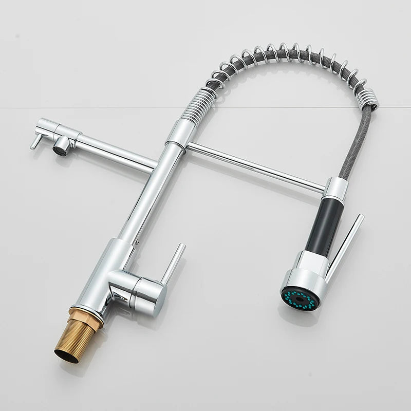 Chrome kitchen faucet with flexible hose 