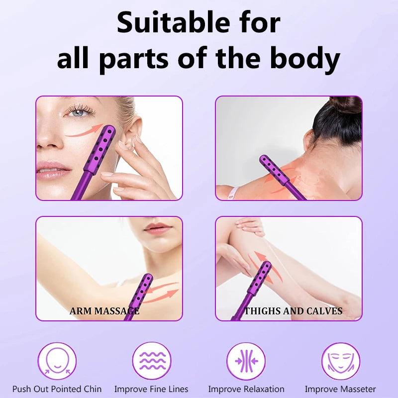 Product being used on various parts of the body with text indicating its suitability for all body areas.