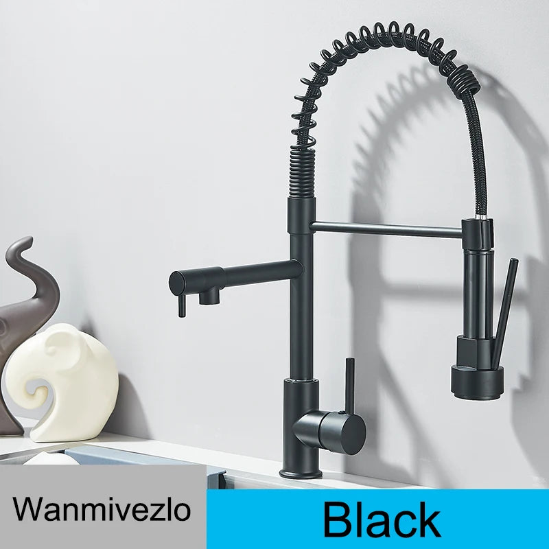 Black kitchen faucet with a modern design