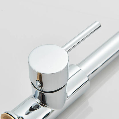 Chrome kitchen faucet on a white background
