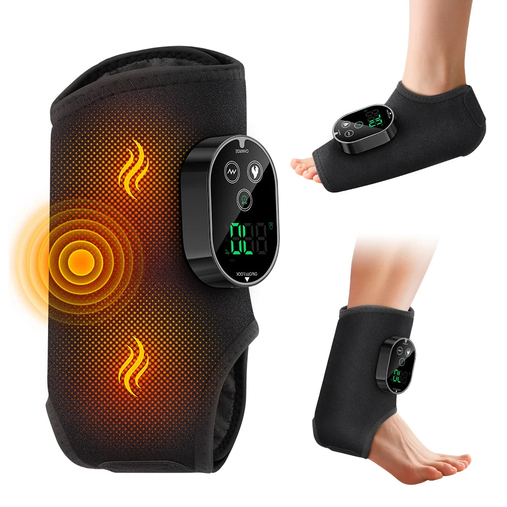 Black heating pad with digital display on a white background