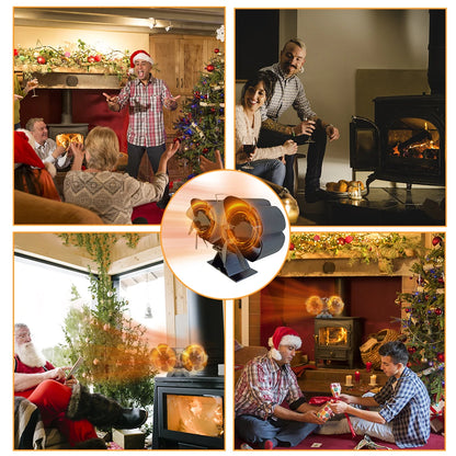 Collage of people celebrating Christmas with a focus on a fire pit.